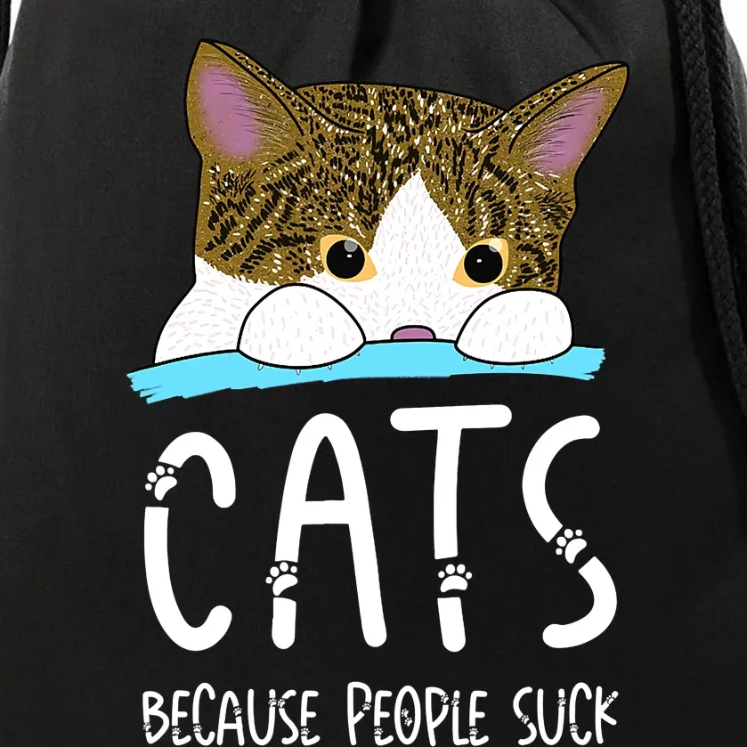 Cats Because People Suck Drawstring Bag