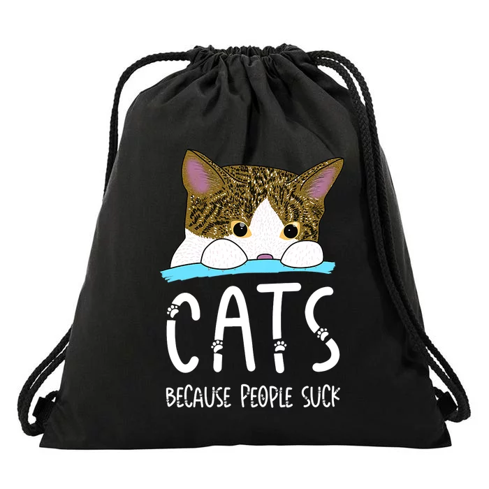 Cats Because People Suck Drawstring Bag