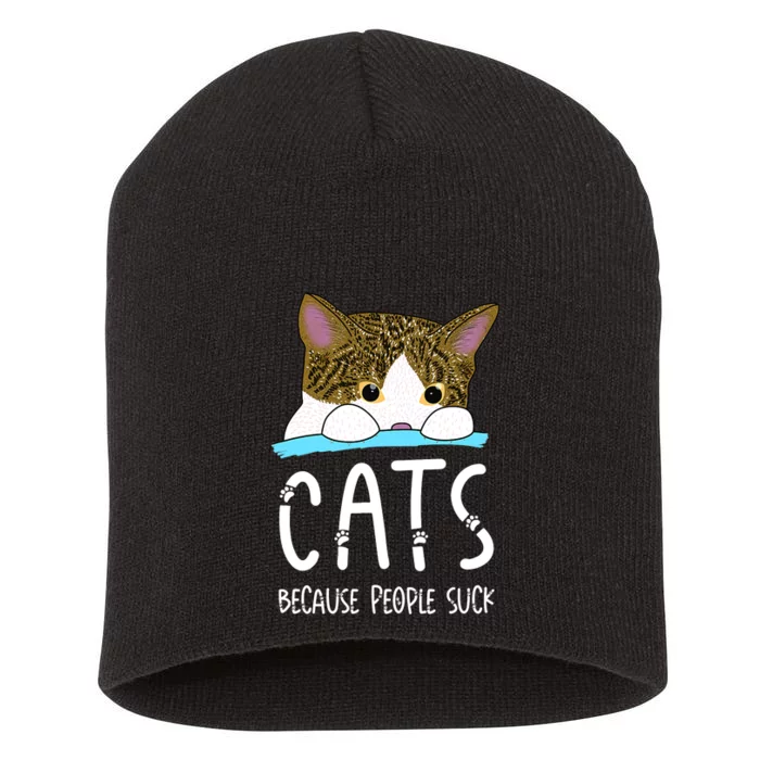 Cats Because People Suck Short Acrylic Beanie