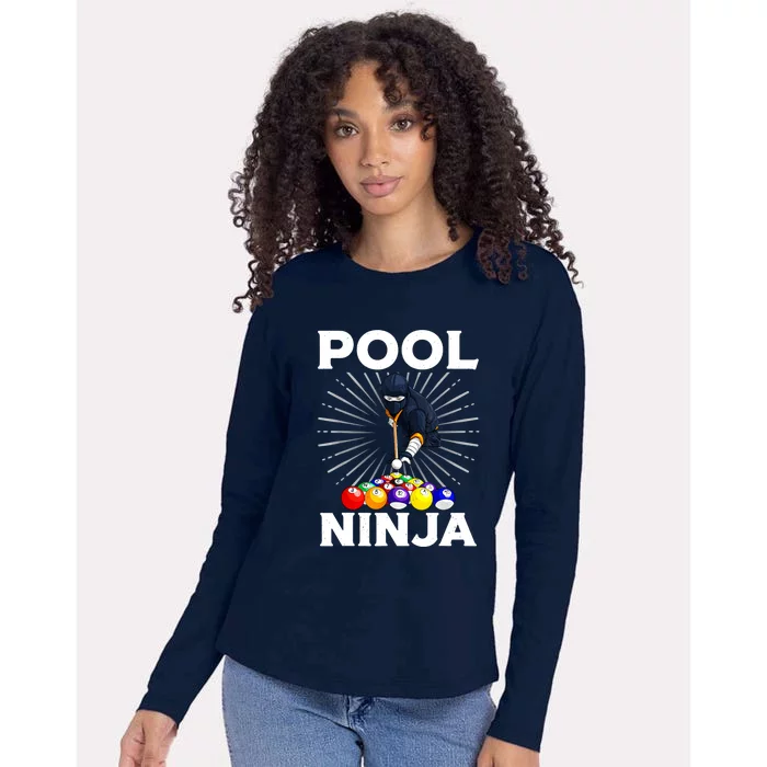 Cool Billiards Pool Player Ninja Billiard Best Gifts Funny Sport Womens Cotton Relaxed Long Sleeve T-Shirt