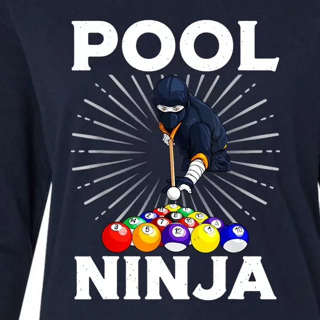 Cool Billiards Pool Player Ninja Billiard Best Gifts Funny Sport Womens Cotton Relaxed Long Sleeve T-Shirt