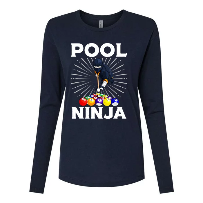 Cool Billiards Pool Player Ninja Billiard Best Gifts Funny Sport Womens Cotton Relaxed Long Sleeve T-Shirt