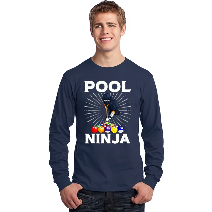 Cool Billiards Pool Player Ninja Billiard Best Gifts Funny Sport Long Sleeve Shirt