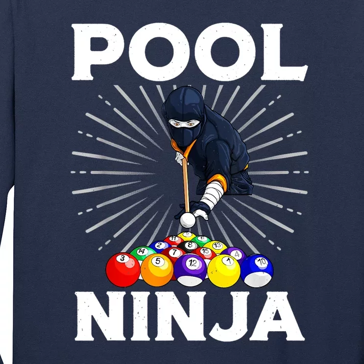 Cool Billiards Pool Player Ninja Billiard Best Gifts Funny Sport Long Sleeve Shirt