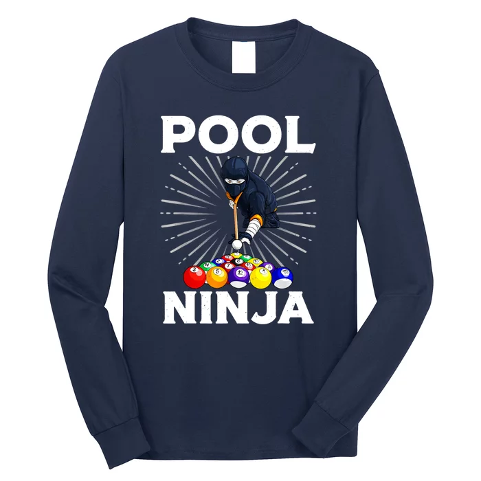 Cool Billiards Pool Player Ninja Billiard Best Gifts Funny Sport Long Sleeve Shirt