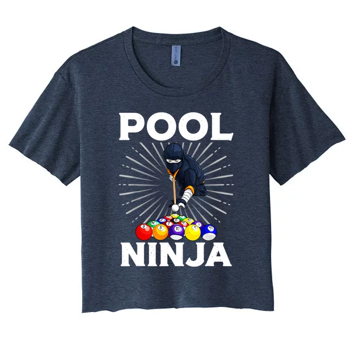 Cool Billiards Pool Player Ninja Billiard Best Gifts Funny Sport Women's Crop Top Tee