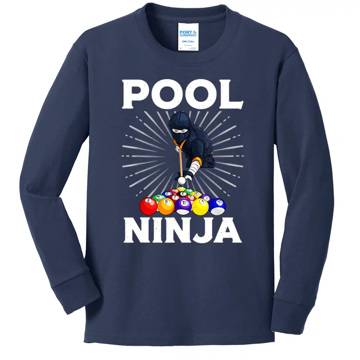 Cool Billiards Pool Player Ninja Billiard Best Gifts Funny Sport Kids Long Sleeve Shirt