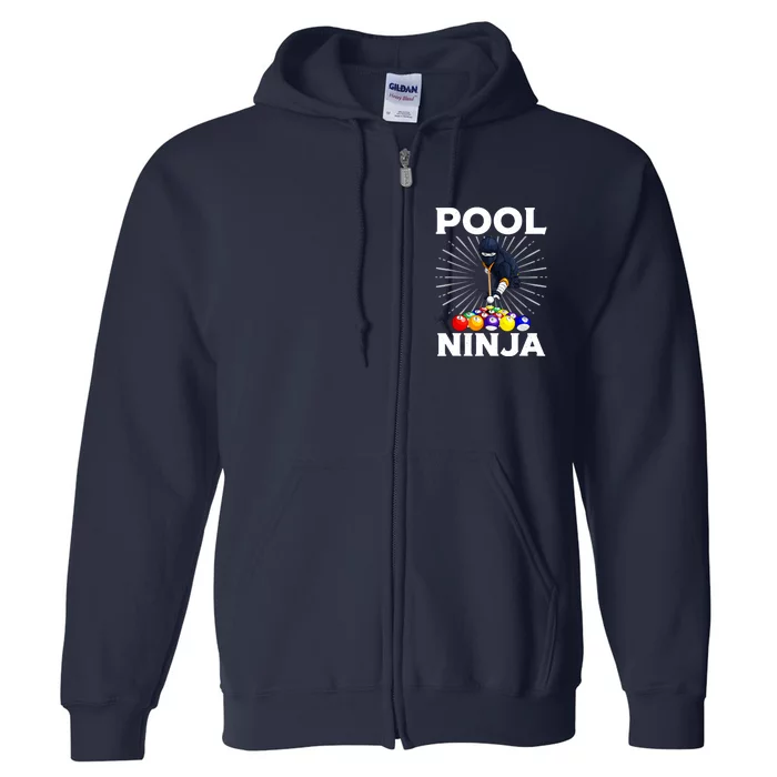 Cool Billiards Pool Player Ninja Billiard Best Gifts Funny Sport Full Zip Hoodie