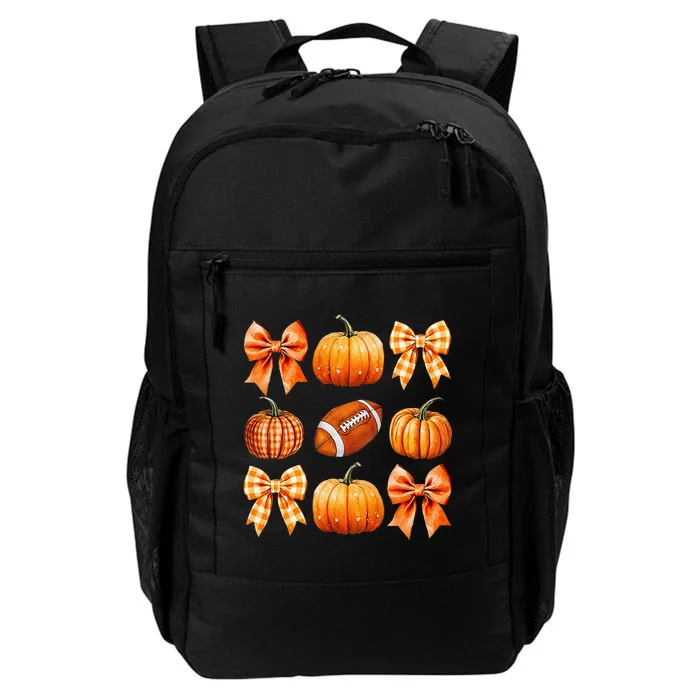 Coquette Bow Pumpkin Season Football Fall Autumn Halloween Daily Commute Backpack