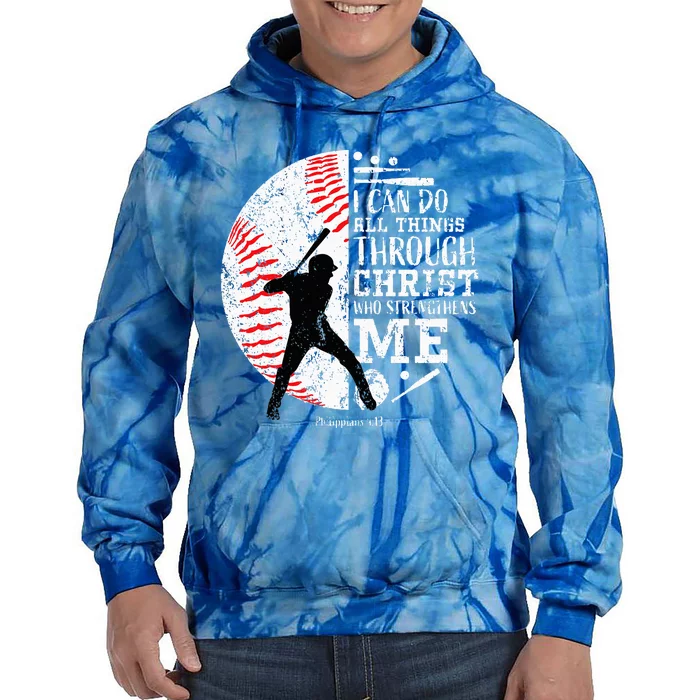 Cool Baseball Player Gifts Christian Bible Verse Tie Dye Hoodie