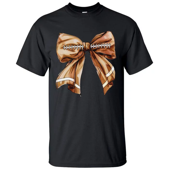 Coquette Bow Pumpkin American Football Thanksgiving Autumn Tall T-Shirt