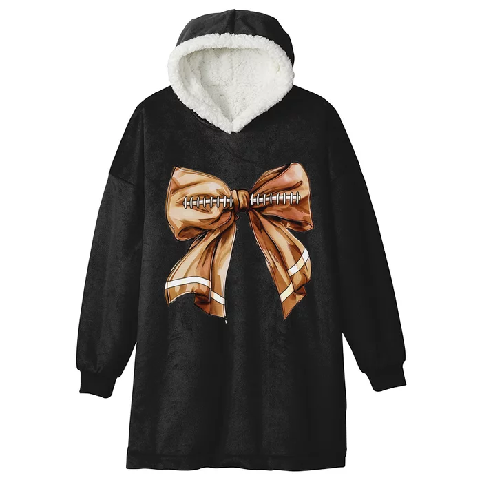 Coquette Bow Pumpkin American Football Thanksgiving Autumn Hooded Wearable Blanket