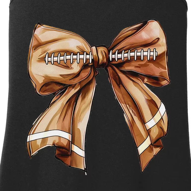 Coquette Bow Pumpkin American Football Thanksgiving Autumn Ladies Essential Tank