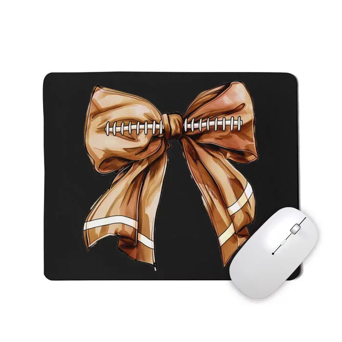 Coquette Bow Pumpkin American Football Thanksgiving Autumn Mousepad