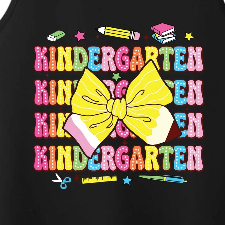 Coquette Bow Pencil Retro Kindergarten Funny Back To School Performance Tank