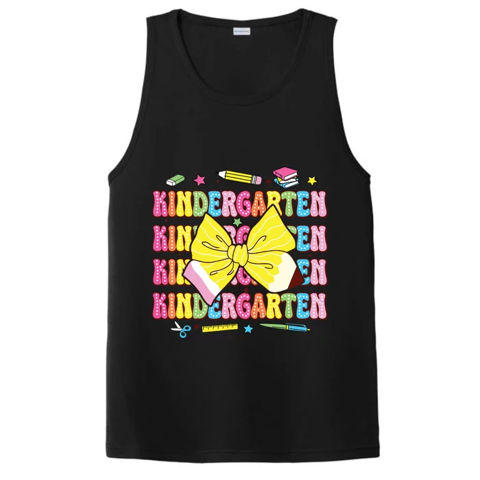 Coquette Bow Pencil Retro Kindergarten Funny Back To School Performance Tank