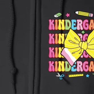 Coquette Bow Pencil Retro Kindergarten Funny Back To School Full Zip Hoodie