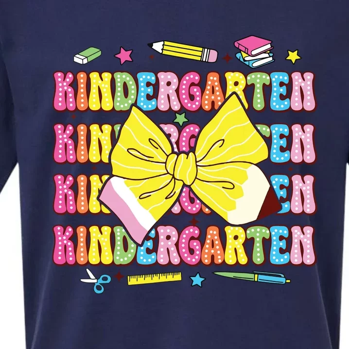 Coquette Bow Pencil Retro Kindergarten Funny Back To School Sueded Cloud Jersey T-Shirt