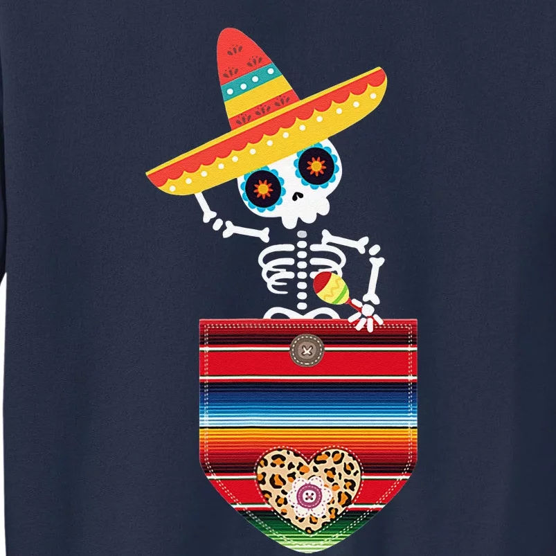 Calaca Blanket Pocket Serape Mexican Gift Cinco De Mayo Sweatshirt