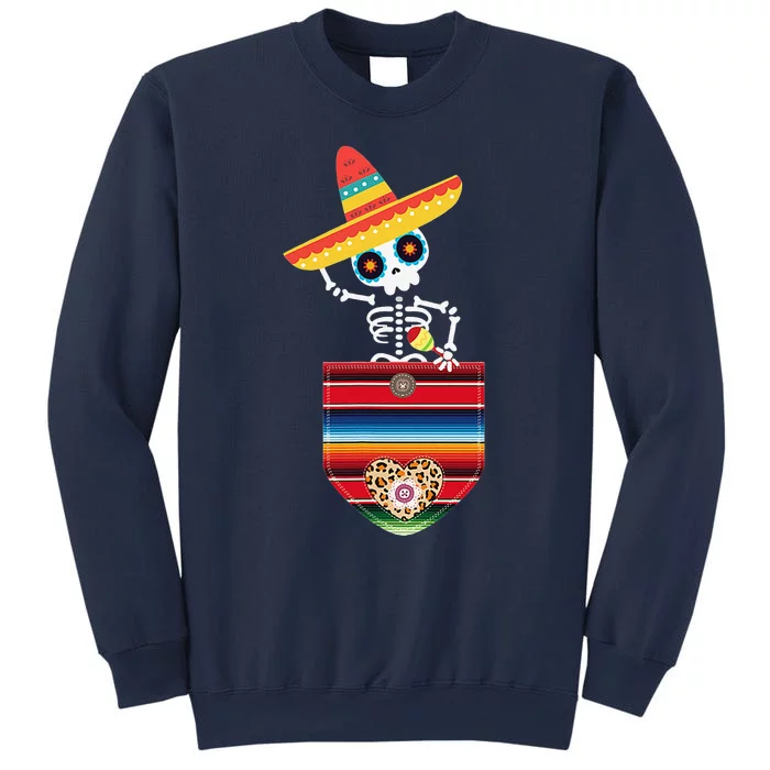 Calaca Blanket Pocket Serape Mexican Gift Cinco De Mayo Sweatshirt