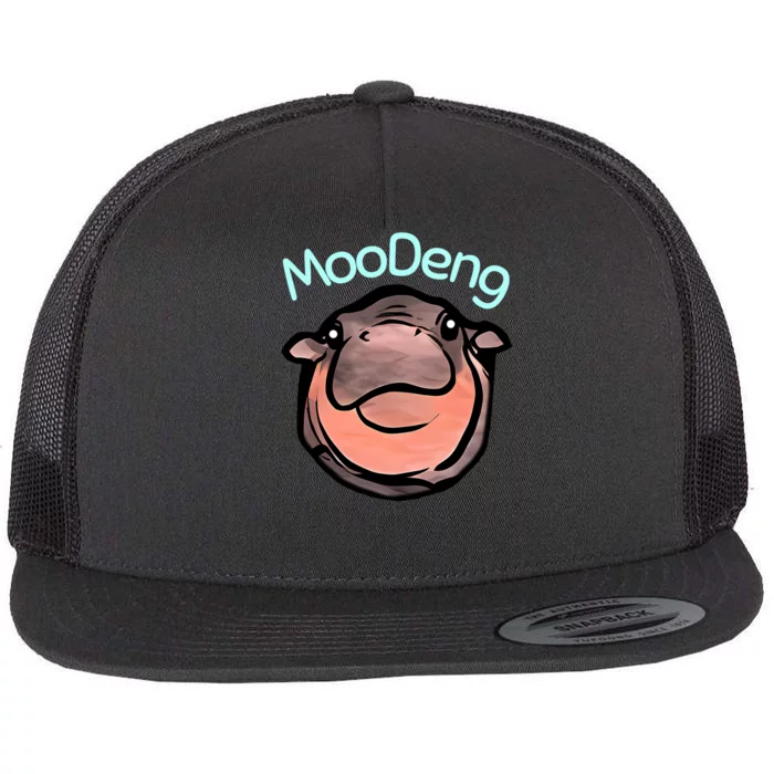 Cute Baby Pygmy Hippo Moodeng Flat Bill Trucker Hat