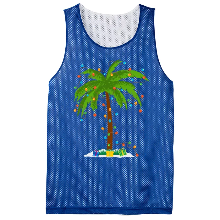 Christmas Beach Palm Tree With Xmas Lights Tropical Santa Meaningful Gift Mesh Reversible Basketball Jersey Tank