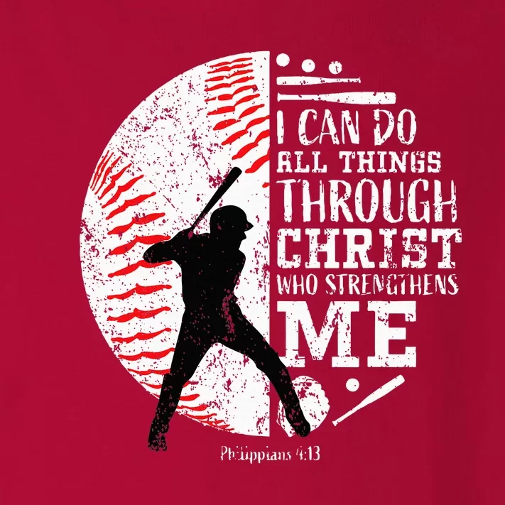 Cool Baseball Player Christian Bible Verse Toddler Long Sleeve Shirt