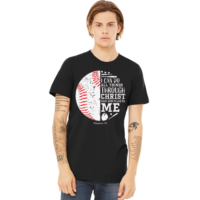 Cool Baseball Player Gifts Christian Bible Verse Premium T-Shirt