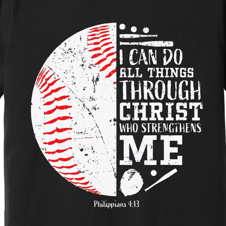 Cool Baseball Player Gifts Christian Bible Verse Premium T-Shirt