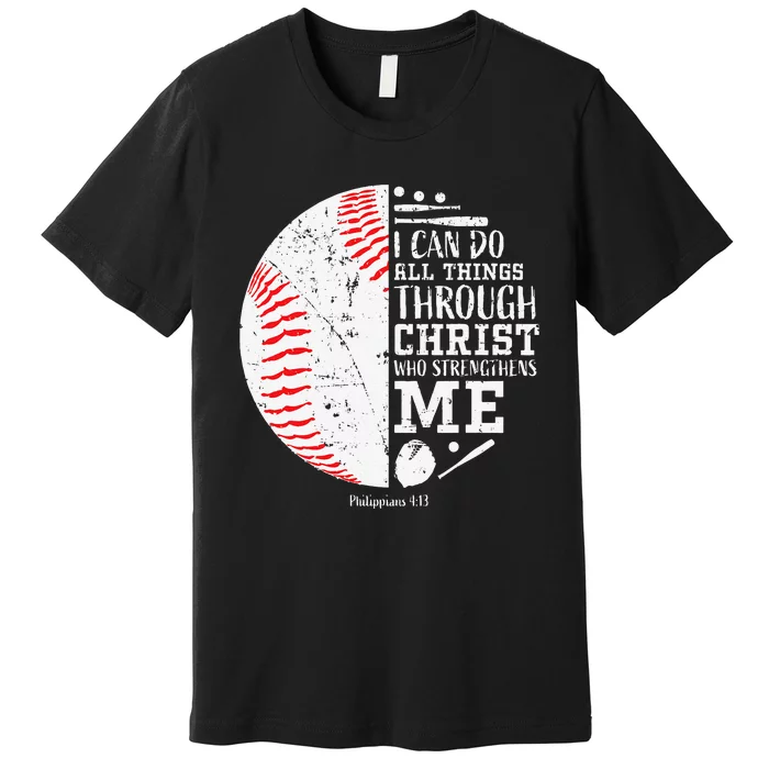 Cool Baseball Player Gifts Christian Bible Verse Premium T-Shirt