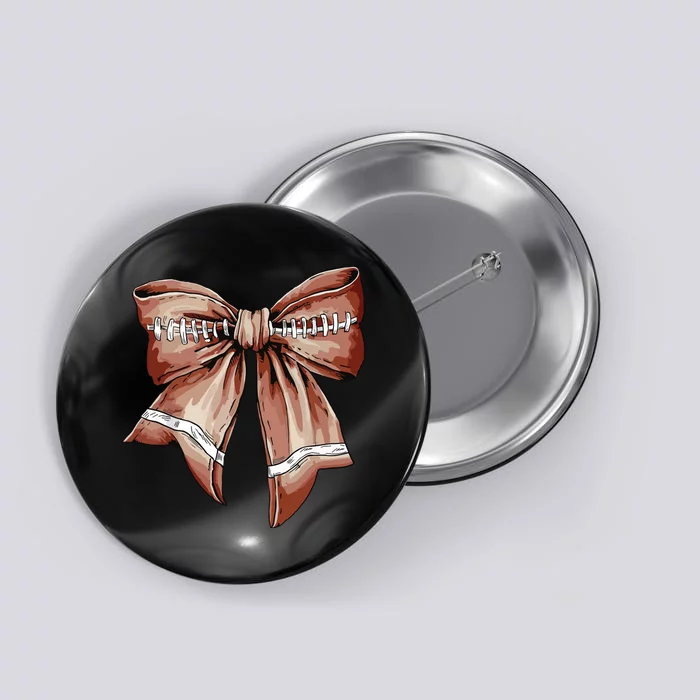 Coquette Bow Pumpkin American Football Thanksgiving Autumn Button