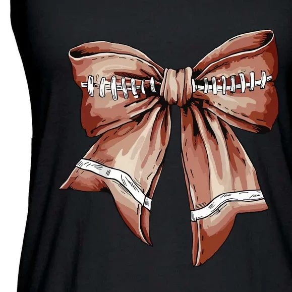 Coquette Bow Pumpkin American Football Thanksgiving Autumn Ladies Essential Flowy Tank