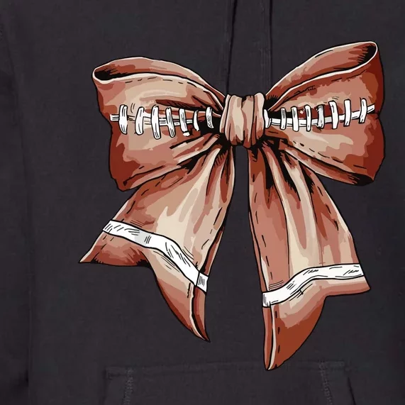 Coquette Bow Pumpkin American Football Thanksgiving Autumn Premium Hoodie