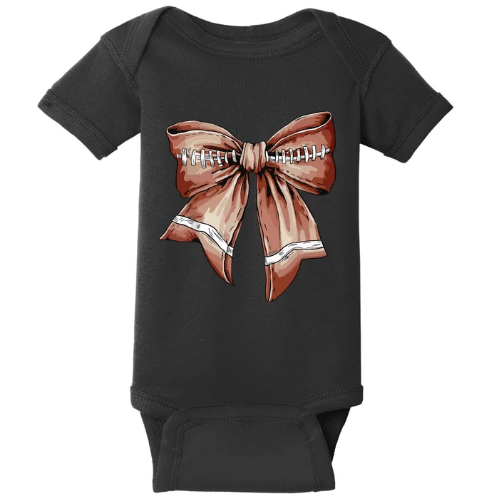 Coquette Bow Pumpkin American Football Thanksgiving Autumn Baby Bodysuit