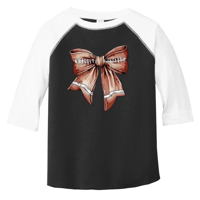 Coquette Bow Pumpkin American Football Thanksgiving Autumn Toddler Fine Jersey T-Shirt