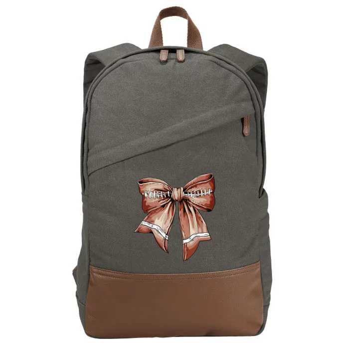 Coquette Bow Pumpkin American Football Thanksgiving Autumn Cotton Canvas Backpack