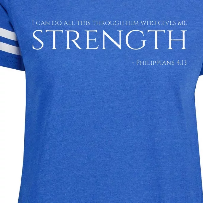 Christian Bible Philippians 413 Motivational Quote Enza Ladies Jersey Football T-Shirt