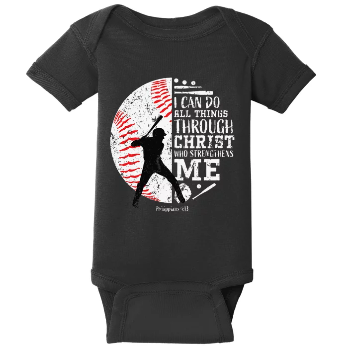 Cool Baseball Player Gifts Christian Bible Verse Baby Bodysuit