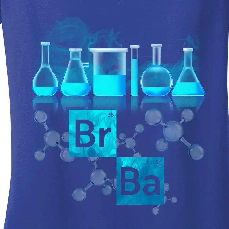 Chemistry Beakers Periodic Table Elements Br Ba Women's V-Neck T-Shirt