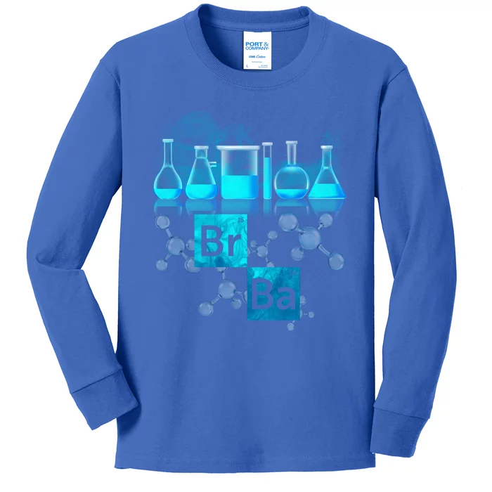 Chemistry Beakers Periodic Table Elements Br Ba Kids Long Sleeve Shirt