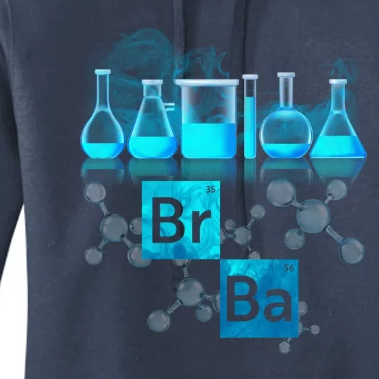 Chemistry Beakers Periodic Table Elements Br Ba Women's Pullover Hoodie