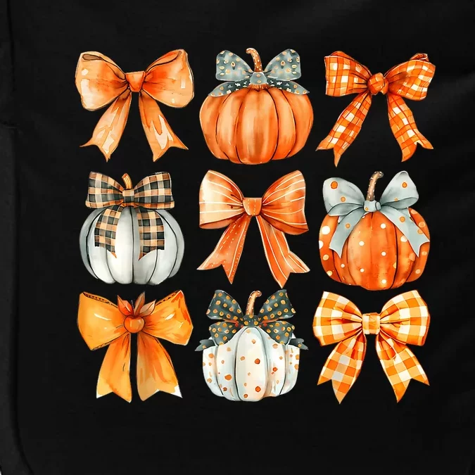 Coquette Bow Pumpkin Season Thanksgiving Autumn Fall Leaves Impact Tech Backpack