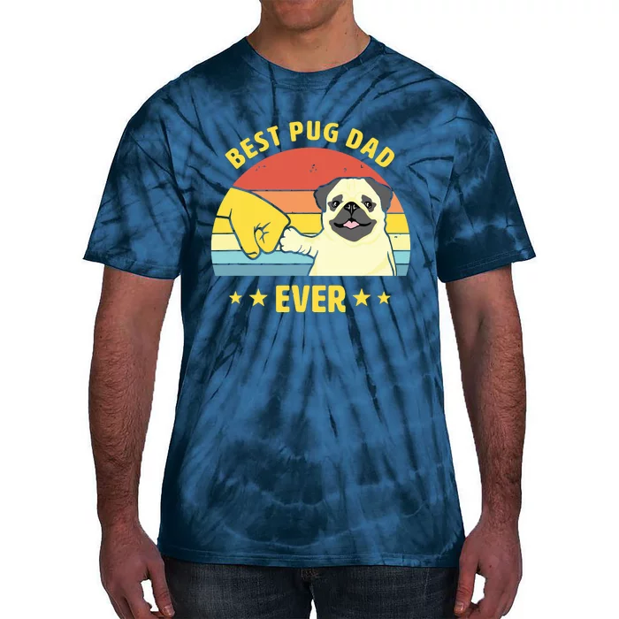 Cute Best Pug Dad Ever Proud Vintage Puppy Lover Pug Retro Tie-Dye T-Shirt