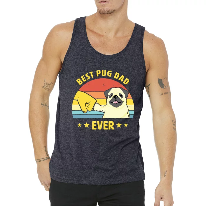 Cute Best Pug Dad Ever Proud Vintage Puppy Lover Pug Retro Tank Top