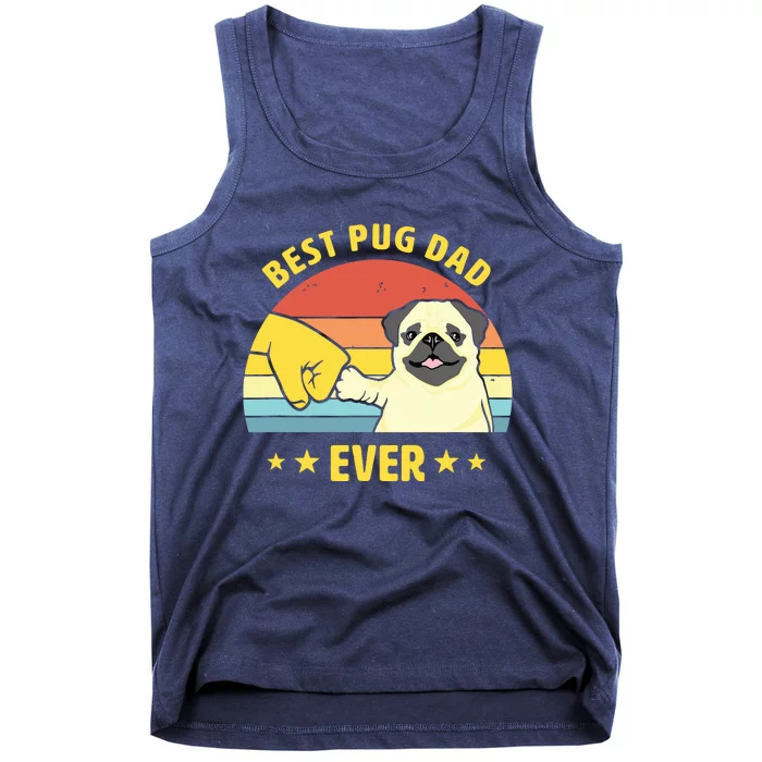 Cute Best Pug Dad Ever Proud Vintage Puppy Lover Pug Retro Tank Top