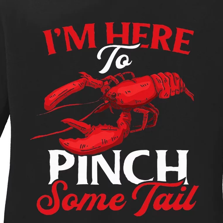 Crawfish Boil Party Pinching Fun Crayfish Tail Pincher Ladies Long Sleeve Shirt