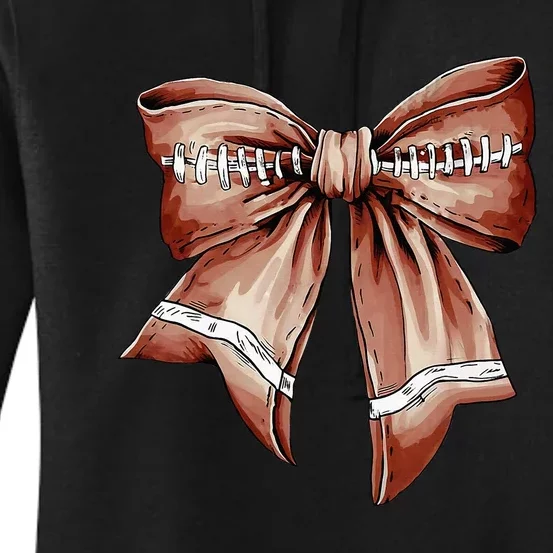 Coquette Bow Pumpkin American Football Thanksgiving Autumn Women's Pullover Hoodie