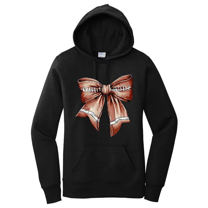 Coquette Bow Pumpkin American Football Thanksgiving Autumn Women's Pullover Hoodie