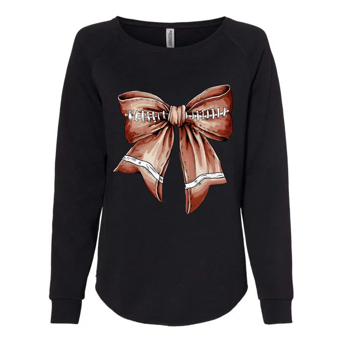 Coquette Bow Pumpkin American Football Thanksgiving Autumn Womens California Wash Sweatshirt