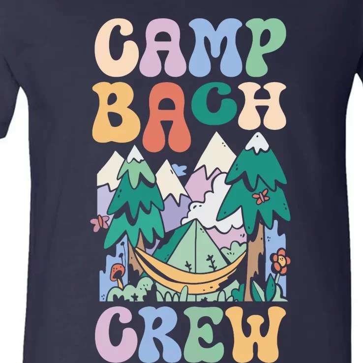 Camping Bridal Party Camp Bachelorette Camp Bach Crew V-Neck T-Shirt